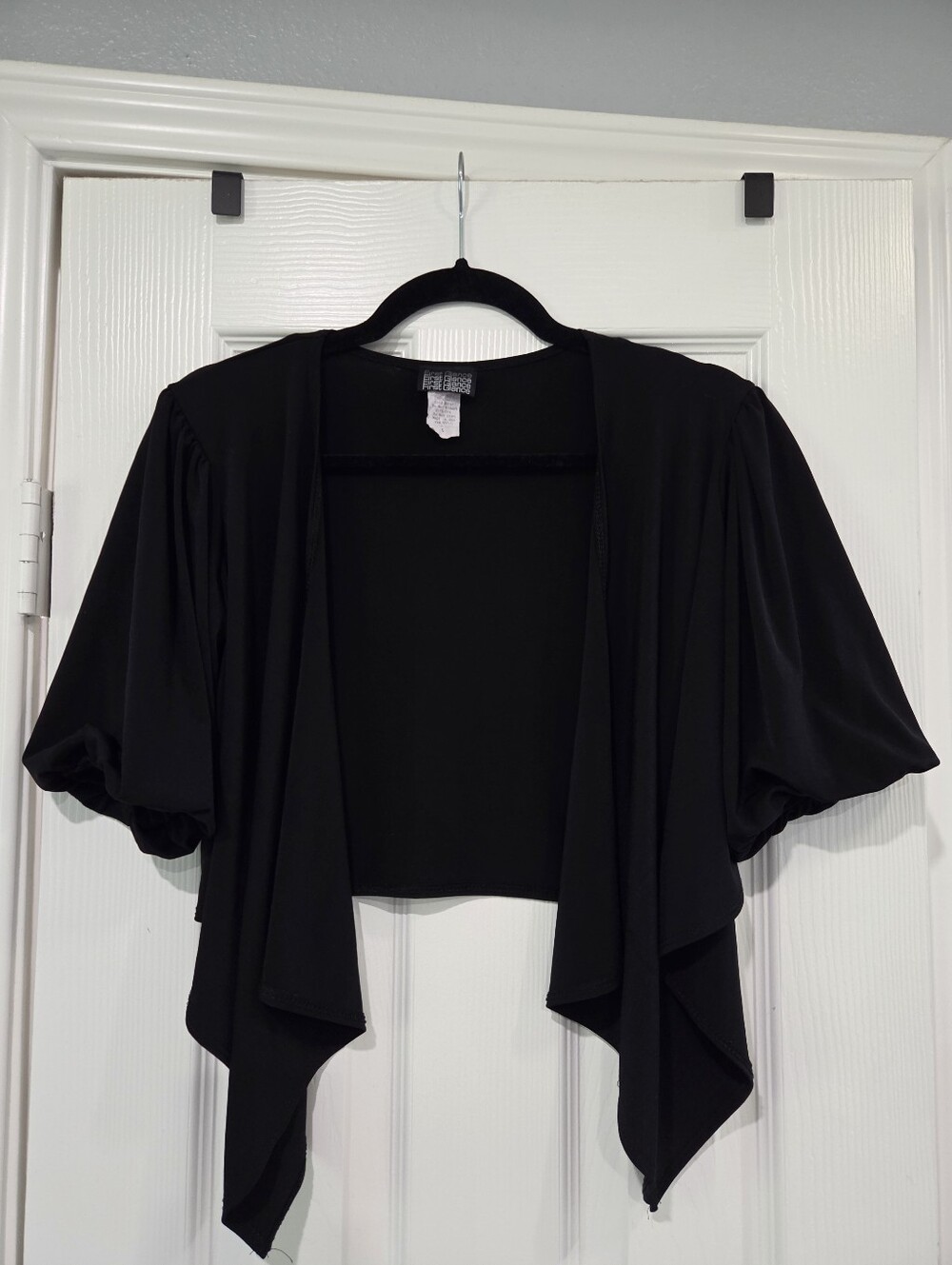 Black Draped Short Sleeve Cardigan Shrug